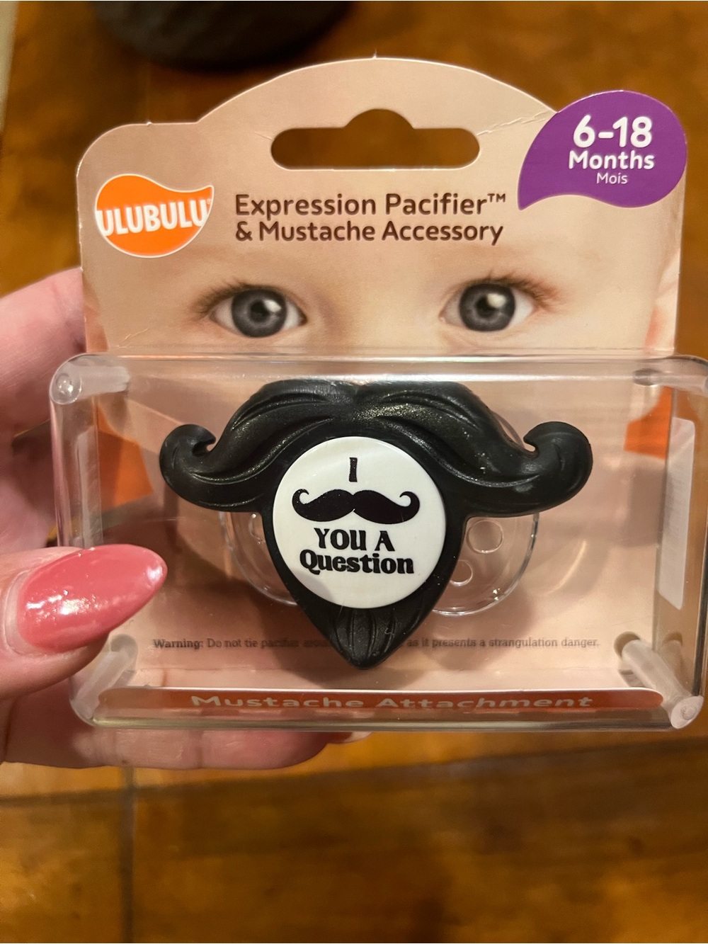 NWT Ulubulu Mustache Pacifier 6-18M I Mustache You A Question